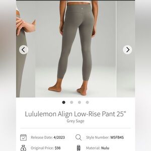 Lululemon Align low rise 25” dusty blue